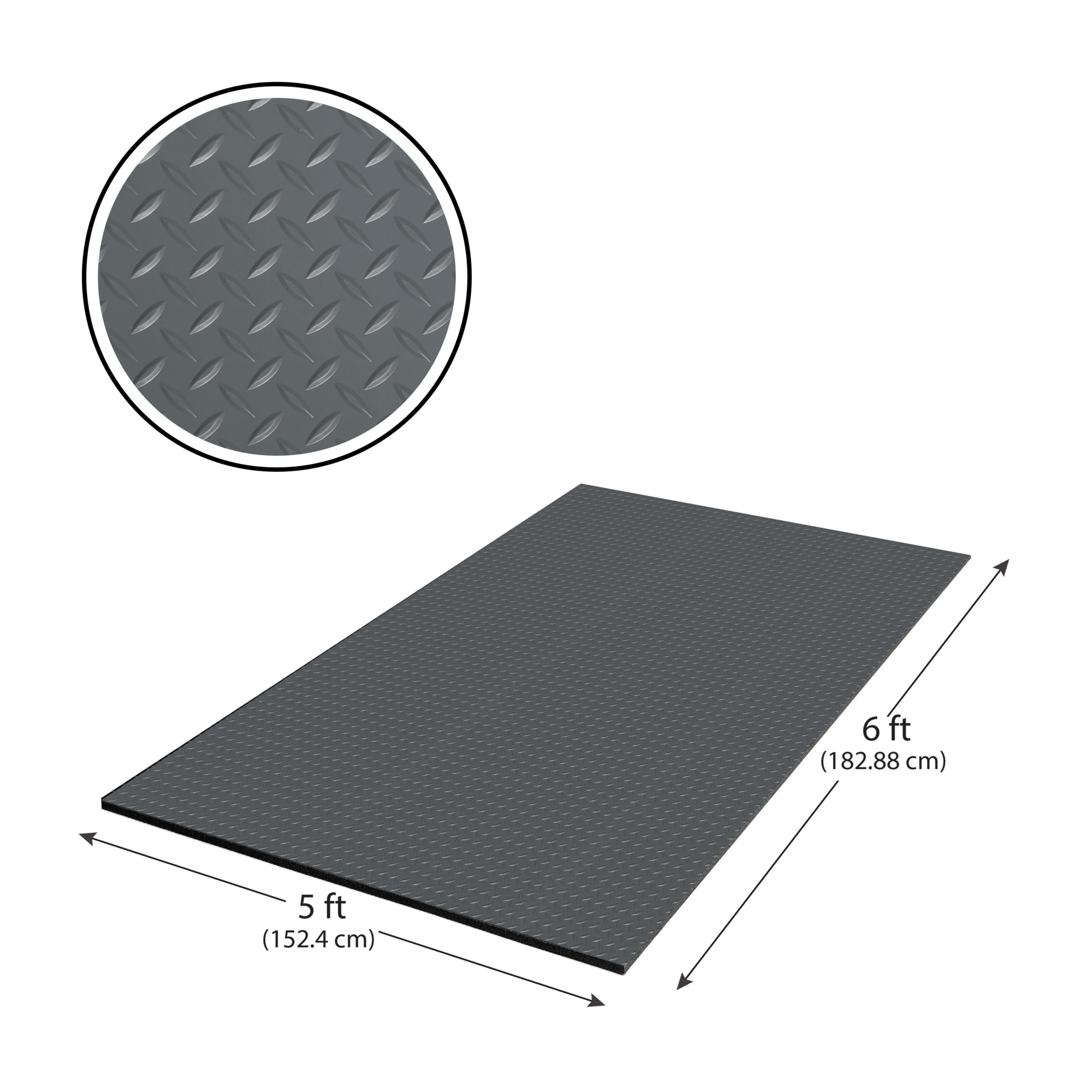 G-Floor Cushioned  Diamond Tread 5' x 6' - Slate Grey - Durable, Easy to Clean - AF58DT56SG